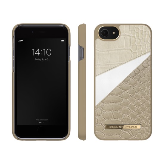 iDeal of Sweden Atelier SS20 Back Case priekš Apple iPhone 7 / 8 / SE2 (2020) / SE3 (2022) - Wild Cameo - mākslīgās ādas aizmugures apvalks ar iebūvētu metālisku plāksni / bampers-vāciņš