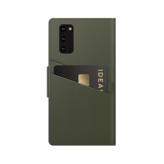 iDeal of Sweden Atelier AW21 Wallet Case priekš Samsung Galaxy S20 G980 - Intense Khaki - mākslīgās ādas sāniski atverams maciņš ar bamperu uz magnēta