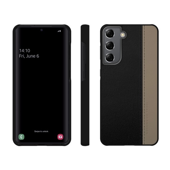 iDeal of Sweden Atelier SS22 Back Case для Samsung Galaxy S21 G991 - Charcoal Black - чехол-накладка из искусственной кожи с встроенной металической пластиной / бампер-крышка