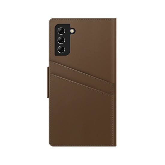 iDeal of Sweden Atelier AW21 Wallet Case priekš Samsung Galaxy S21 G991 - Intense Brown - mākslīgās ādas sāniski atverams maciņš ar bamperu uz magnēta