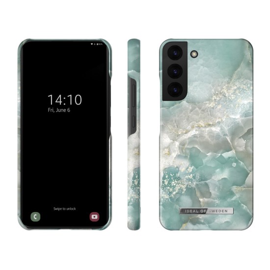 iDeal of Sweden Fashion DN22 Back Case priekš Samsung Galaxy S22 Plus 5G S906 - Azura Marble - plastikāta aizmugures apvalks ar iebūvētu metālisku plāksni / bampers-vāciņš