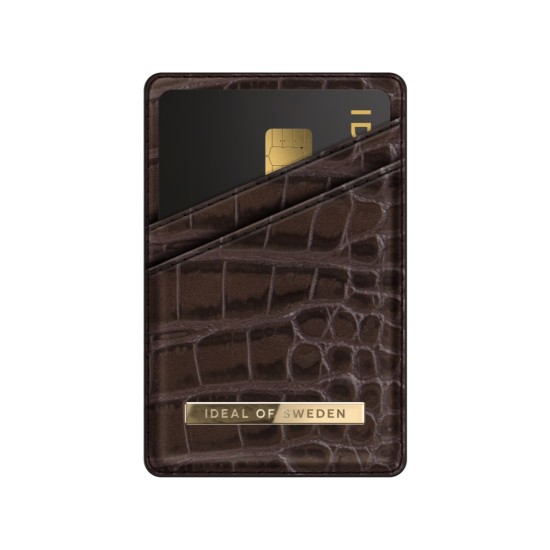 iDeal of Sweden Atelier AG22 Magnetic Card Holder - Deep Walnut Croco - mākslīgās ādas kredītkaršu turētājs ar magnētu