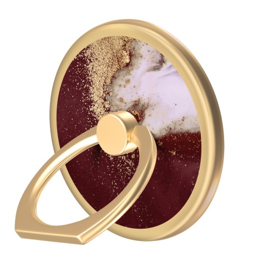 iDeal of Sweden Magnetic Ring Mount - Golden Burgundy Marble - Universāls magnētisks gredzens-turētājs telefonam