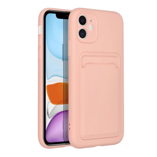 Forcell Card Back Case priekš Samsung Galaxy A14 4G A145 / A14 5G A146 - Rozā - silikona aizmugures apvalks ar kabatiņu / bampers-vāciņš