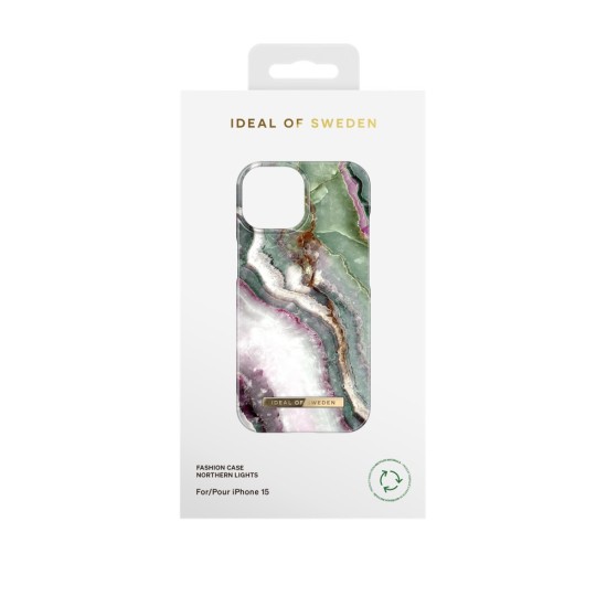 iDeal of Sweden Fashion AG22 Back Case priekš Apple iPhone 15 - Northern Lights - plastikāta aizmugures apvalks ar iebūvētu metālisku plāksni / bampers-vāciņš