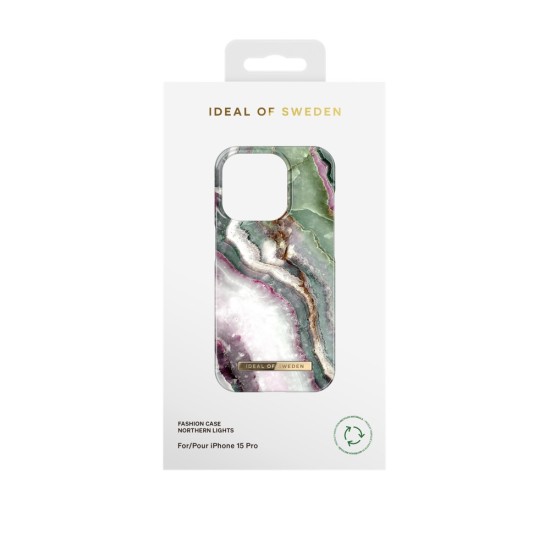 iDeal of Sweden Fashion AG22 Back Case priekš Apple iPhone 15 Pro - Northern Lights - plastikāta aizmugures apvalks ar iebūvētu metālisku plāksni / bampers-vāciņš
