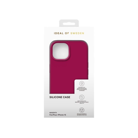 iDeal of Sweden Silicone Back Case priekš Apple iPhone 15 - Magenta - silikona aizmugures apvalks / bampers-vāciņš