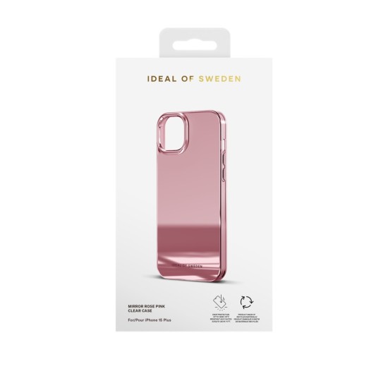 iDeal of Sweden Mirror Back Case priekš Apple iPhone 15 Plus - Rose Pink - silikona-plastikāta aizmugures apvalks / bampers-vāciņš