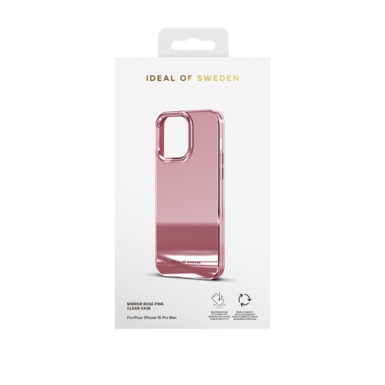 iDeal of Sweden Mirror Back Case priekš Apple iPhone 15 Pro Max - Rose Pink - silikona-plastikāta aizmugures apvalks / bampers-vāciņš