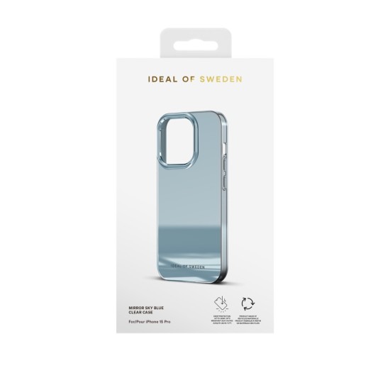 iDeal of Sweden Mirror Back Case priekš Apple iPhone 15 Pro - Sky Blue - silikona-plastikāta aizmugures apvalks / bampers-vāciņš