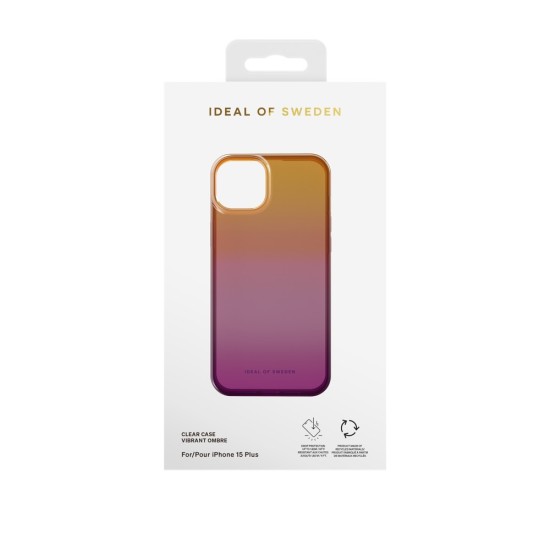 iDeal of Sweden Clear SS23 Back Case priekš Apple iPhone 15 Plus - Vibrant Ombre - silikona aizmugures apvalks / bampers-vāciņš