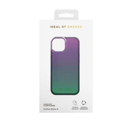 iDeal of Sweden Clear SS23 Back Case priekš Apple iPhone 15 - Fluorite Ombre - silikona aizmugures apvalks / bampers-vāciņš