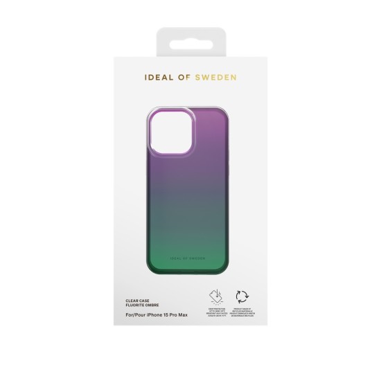 iDeal of Sweden Clear SS23 Back Case priekš Apple iPhone 15 Pro Max - Fluorite Ombre - silikona aizmugures apvalks / bampers-vāciņš