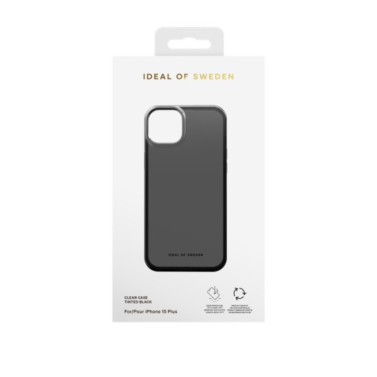 iDeal of Sweden Clear SS23 Back Case priekš Apple iPhone 15 Plus - Tinted Black - silikona aizmugures apvalks / bampers-vāciņš