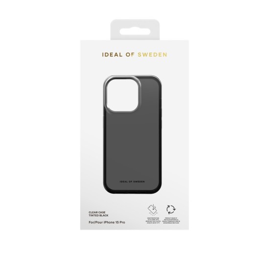 iDeal of Sweden Clear SS23 Back Case priekš Apple iPhone 15 Pro - Tinted Black - silikona aizmugures apvalks / bampers-vāciņš