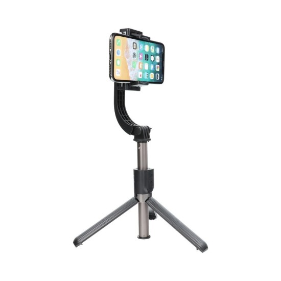 SSTR-L08 Single Axis Bluetooth Gimbal Selfie Stick with Tripod - Melns - viedtālruņu selfija nūja stabilizators ar statīvu
