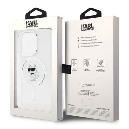 Karl Lagerfeld IML Choupette MagSafe series Back Case KLHMP15LHFCCNOT priekš Apple iPhone 15 Pro - Caurspīdīgs - silikona-plastikāta aizmugures apvalks / bampers-vāciņš