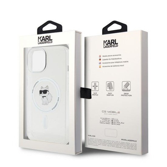 Karl Lagerfeld IML Choupette MagSafe series Back Case KLHMP15SHFCCNOT priekš Apple iPhone 15 - Caurspīdīgs - silikona-plastikāta aizmugures apvalks / bampers-vāciņš