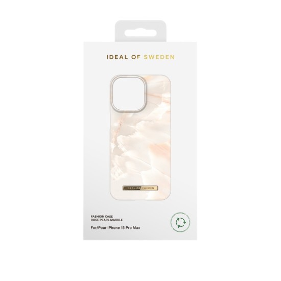 iDeal of Sweden Fashion Back Case priekš Apple iPhone 15 Pro Max - Rose Pearl Marble - plastikāta aizmugures apvalks ar iebūvētu metālisku plāksni / bampers-vāciņš
