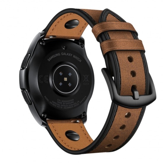22mm Tech-Protect Screwband Leather Watchband Strap - Brūns - dabīgās ādas siksniņas (jostas) priekš pulksteņiem