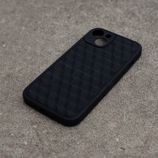 3D Cube Back Case priekš Apple iPhone 14 Pro - Melns - silikona aizmugures apvalks / bampers-vāciņš