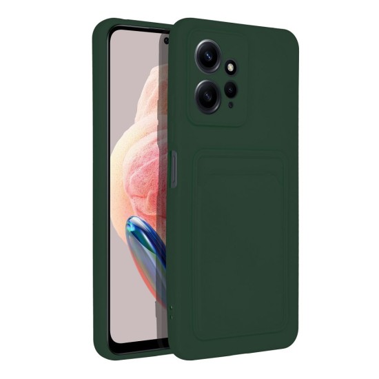 Forcell Card Back Case priekš Xiaomi Redmi Note 12 4G - Tumši Zaļš - silikona aizmugures apvalks ar kabatiņu / bampers-vāciņš