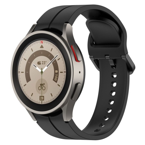 Silicone Watch Band Replacement priekš Samsung Galaxy Watch 4 / 5 / 5 Pro / 6 / Classic (40 / 42 / 43 / 44 / 45 / 46 / 47 mm) - Melns - silikona siksniņas (jostas) priekš pulksteņiem