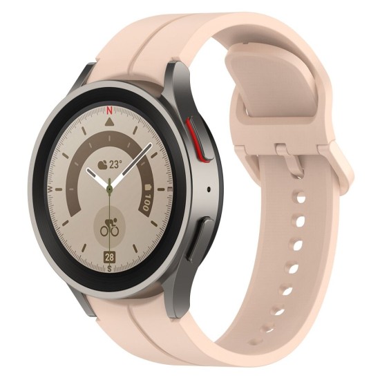 Silicone Watch Band Replacement priekš Samsung Galaxy Watch 4 / 5 / 5 Pro / 6 / Classic (40 / 42 / 43 / 44 / 45 / 46 / 47 mm) - Bēšs - silikona siksniņas (jostas) priekš pulksteņiem