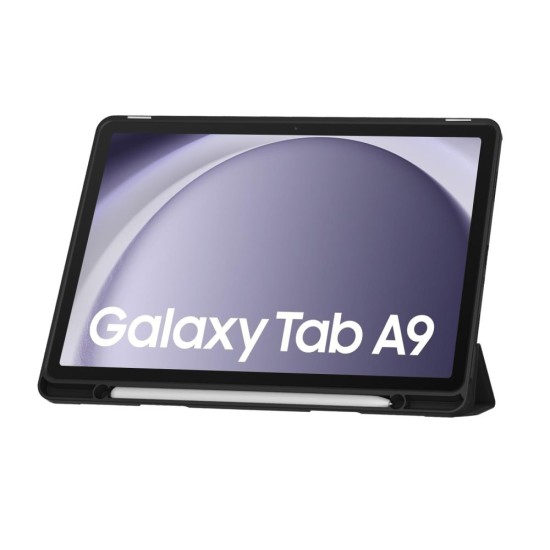 Tech-Protect SC Pen Book Case priekš Samsung Galaxy Tab A9 X110 / X115 - Melns - sāniski atverams maciņš ar magnētu un stendu