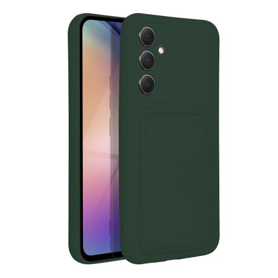 Forcell Card Back Case priekš Samsung Galaxy S24 Ultra 5G - Tumši Zaļš - silikona aizmugures apvalks ar kabatiņu / bampers-vāciņš
