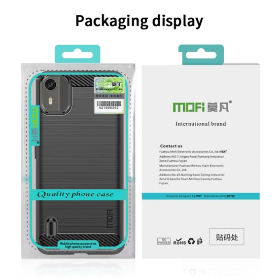Mofi Carbon Fiber Back Case priekš Nokia C12 - Melns - triecienizturīgs silikona aizmugures apvalks / bampers-vāciņš