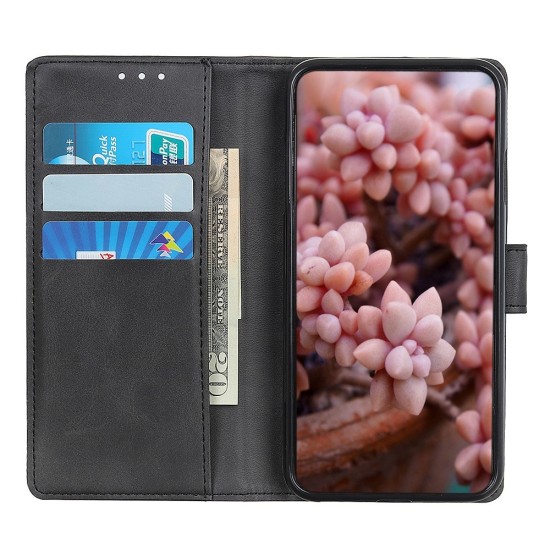 Cowhide Texture PU Leather Book Case priekš Nokia C32 - Melns - sāniski atverams maciņš ar stendu / grāmatveida maks