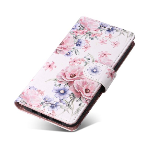 Tech-Protect Wallet Book Case priekš Xiaomi Redmi Note 13 Pro 5G / Poco X6 5G - Balts / Puķes - sāniski atverams maciņš ar magnētu un stendu / grāmatveida maks