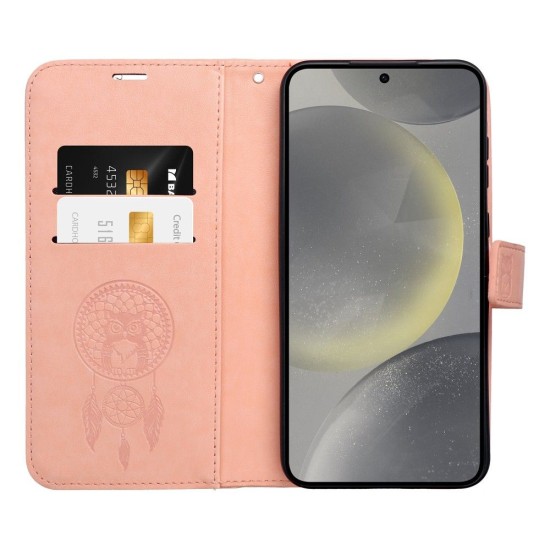 Forcell Mezzo Book Case priekš Samsung Galaxy A55 5G A556 - Oranžs / Sapņu Ķērājs - sāniski atverams maciņš ar stendu un auklu / grāmatveida maks