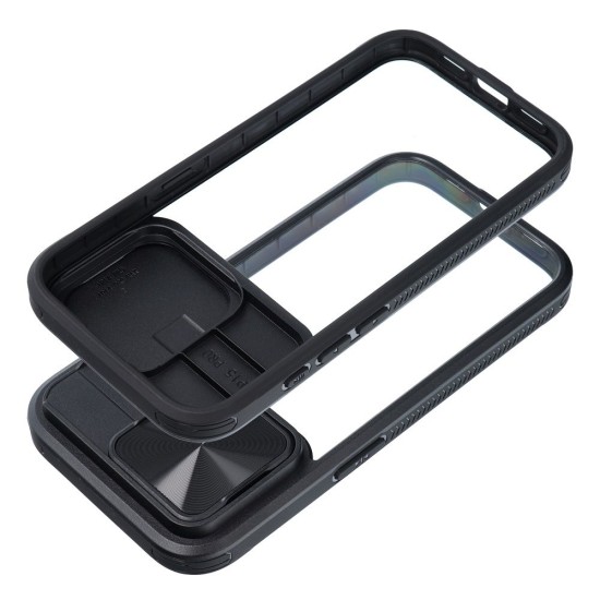 Slider Back Case priekš Samsung Galaxy A55 5G A556 - Melns - silikona aizmugures apvalks / bampers ar kameras aizsargmehānismu