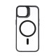 Extra Lens MagSafe Back Case with Stand and Camera Lens protection priekš Apple iPhone 15 Pro - Caurspīdīgs / Melns - silikona-plastikāta aizmugures apvalks / bampers-vāciņš