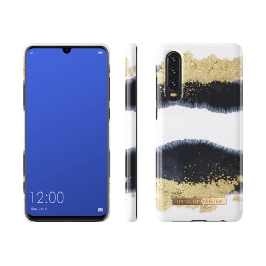 iDeal of Sweden Fashion SS19 Back Case priekš Huawei P30 - Gleaming Licorice - plastikāta aizmugures apvalks ar iebūvētu metālisku plāksni / bampers-vāciņš