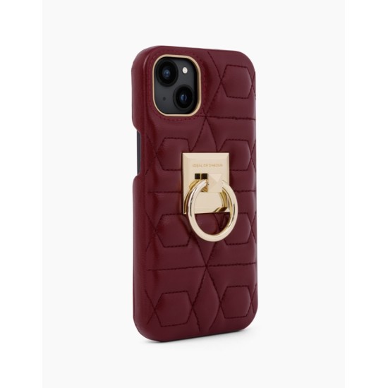 iDeal of Sweden Statement AW21 Back Case priekš Apple iPhone 13 - Quilted Ruby - mākslīgās ādas aizmugures apvalks ar kabatiņu / bampers-vāciņš