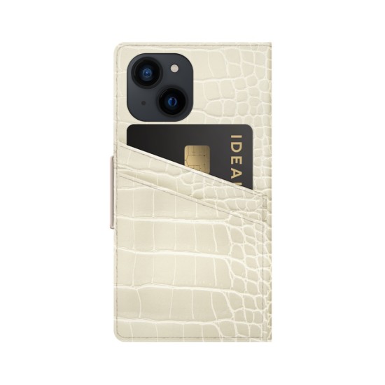 iDeal of Sweden Atelier SS22 Wallet Case priekš Apple iPhone 13 mini - Cream Beige - mākslīgās ādas sāniski atverams maciņš ar bamperu uz magnēta