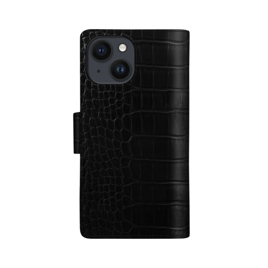 iDeal of Sweden Cora SS22 Wallet Case priekš Samsung Galaxy S22 Ultra 5G S908 - Jet Black Croco - mākslīgās ādas sāniski atverams maciņš ar bamperu uz magnēta