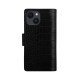 iDeal of Sweden Cora SS22 Wallet Case priekš Samsung Galaxy S22 Ultra 5G S908 - Jet Black Croco - mākslīgās ādas sāniski atverams maciņš ar bamperu uz magnēta