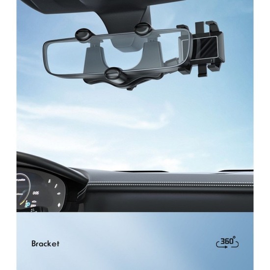 Universal Car Holder for Reaview Mirror - Melns - Universāls stiprinājums turētājs auto atpakaļskata spogulim