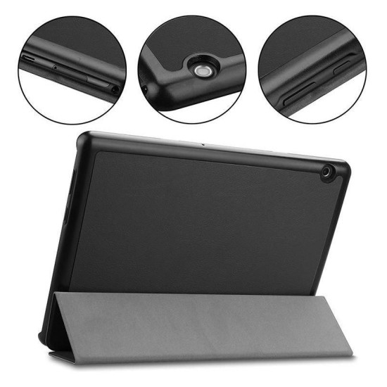 Tactical Tri-fold Stand PU Book Case priekš Lenovo Tab M11 TB-330 - Sarkans - sāniski atverams maciņš ar stendu