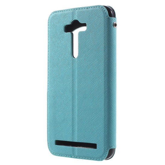 RoarKorea Fancy Diary View Asus Zenfone 2 5.0-inch ZE-500CL Wake/Sleep - Gaiši Zils - sāniski atverams maciņš ar stendu un lodziņu (ādas maks, grāmatiņa, leather book wallet case cover stand)