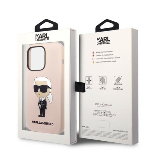 Karl Lagerfeld Silicone Ikonik series Back Case KLHCP15XSNIKBCP priekš Apple iPhone 15 Pro Max - Rozā - silikona aizmugures apvalks / bampers-vāciņš