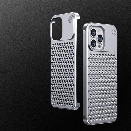 Metal Cooling Phone Case priekš Apple iPhone 15 Pro - Pelēks - metālisks aizmugures apvalks / bampers-vāciņš