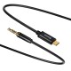 Baseus (CAM01-01) 3.5mm Male to Type-C Stereo Aux Audio cable (length: 1.2M) - Melns - audio vads kabelis