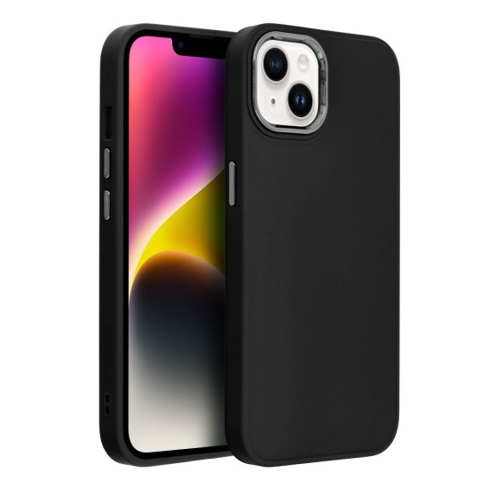 Frame Back Case priekš Apple iPhone 15 - Melns - matēts silikona aizmugures apvalks / bampers-vāciņš