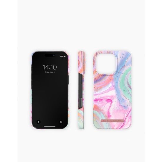 iDeal of Sweden Fashion Back Case priekš Apple iPhone 16 Pro - Pastel Marble - plastikāta aizmugures apvalks ar iebūvētu metālisku plāksni / bampers-vāciņš