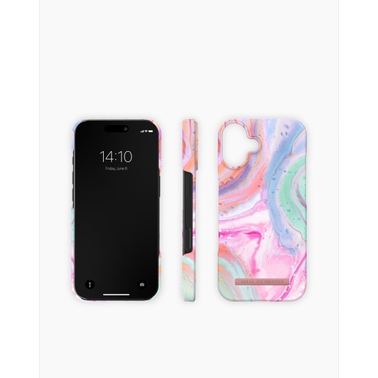 iDeal of Sweden Fashion Back Case priekš Apple iPhone 16 - Pastel Marble - plastikāta aizmugures apvalks ar iebūvētu metālisku plāksni / bampers-vāciņš